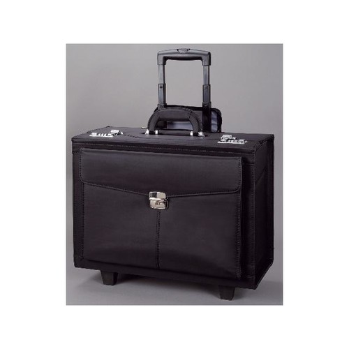 Pilotenkoffer mit Trolleysystem ROCCA 46x39x27cm schwarz Mikrofaser Alassio 45034 Produktbild Front View L