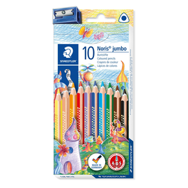 Farbstifte Noris Club jumbo 128 dreikant Kartonetui sortiert Staedtler 128NC10 (PACK=10 STÜCK) Produktbild