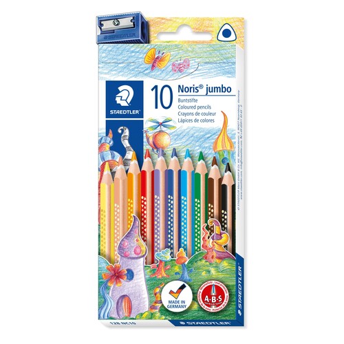 Farbstifte Noris Club jumbo 128 dreikant Kartonetui sortiert Staedtler 128NC10 (PACK=10 STÜCK) Produktbild Front View L