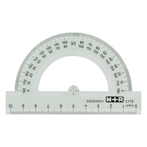 Halbkreis-Winkelmesser 10cm glasklar Kunststoff M+R 2110.0000 Produktbild Front View L