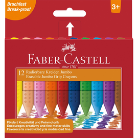 Wachsmalkreide Grip JUMBO Kartonetui sortiert radierbar Faber Castell 122540 (PACK=12 STÜCK) Produktbild