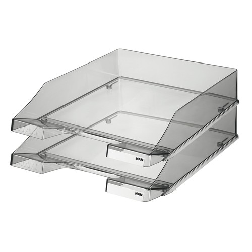 Briefkorb Standard für A4 243x57x335mm grau transparent kunststoff HAN 1026-X-24 Produktbild Additional View 1 L