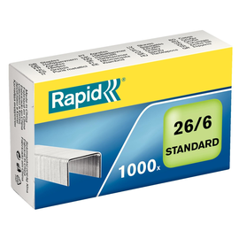 Heftklammern 26/6 STANDARD Rapid 24861300 für ca. 20 Blatt (PACK=1000 STÜCK) Produktbild