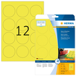 Etiketten Inkjet+Laser+Kopier ø 60mm auf A4 Bögen neongelb permanent Herma 5152 (PACK=240 STÜCK) Produktbild