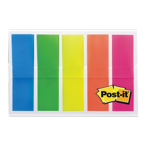 Haftstreifen Post-it Index 11,9x43,2mm 5 Leuchtfarben transparent 3M 683HF5 (PACK=5x 20 STÜCK) Produktbild Additional View 1 L
