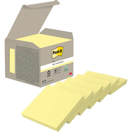 Haftnotizen Post-it Recycling Notes Mini Tower 76x76mm gelb Papier 3M 654-1B (PACK=6x 100 BLATT) Produktbild