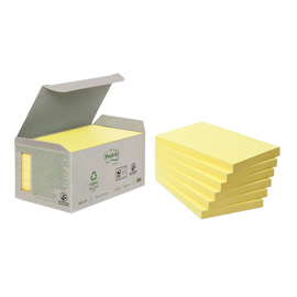 Haftnotizen Post-it Recycling Notes Mini Tower 127x76mm gelb Papier 3M 655-1B (PACK=6x 100 BLATT) Produktbild