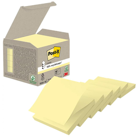 Haftnotizen Post-it Recycling Z-Notes Mini Tower 76x76mm gelb Papier 3M R3301B (PACK=6x 100 STÜCK) Produktbild