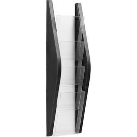 Wand-Prospekthalter 1/3 A4 169x80x540mm 4 Fächer schwarz Helit H6270395 Produktbild