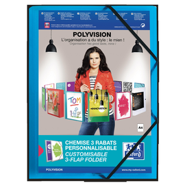 Eckspanner Oxford polyvision für 300 Blatt mit 3 Klappen blau 100201152 Produktbild
