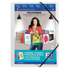 Eckspanner Oxford polyvision für 300 Blatt mit 3 Klappen farblos PP 100201153 Produktbild
