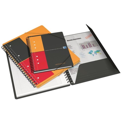 Meetingbook Oxford International A5+ kariert 10fach Lochung Doppelspirale 80Blatt 80g Optik Paper weiß 100102104 Produktbild