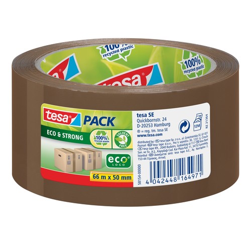 Klebeband Tesapack Eco & Strong 50mm x 66m braun recyceltem PP Tesa 58154-00000-00 Produktbild Front View L