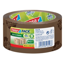 Klebeband Tesapack Eco & Strong 50mm x 66m braun bedruckt recyceltem PP Tesa 58155-00000-00 Produktbild