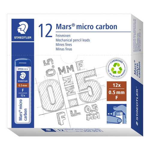 Feinminen Mars micro carbon 250 0,5mm Staedtler 25005-F (DS=12 STÜCK) Produktbild Additional View 1 L