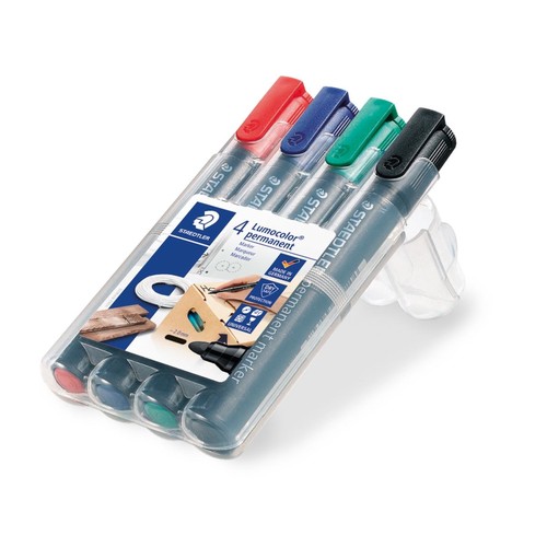 Permanentmarker Lumocolor 352 Etui 2mm Rundspitze sortiert wasserfest Staedtler 352WP4 (PACK=4 STÜCK) Produktbild