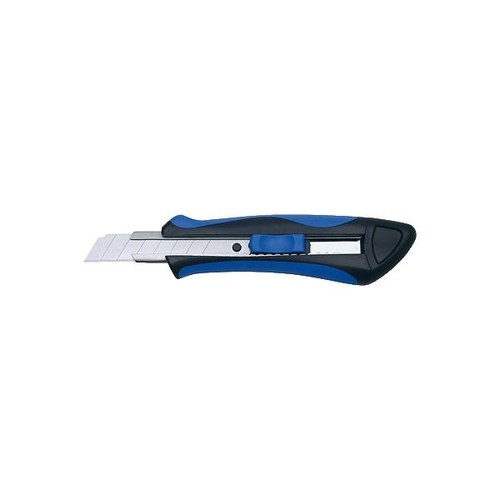 Schneidemesser Softgrip-Cutter 18mm blau/schwarz gummierte Griffzone mit Metallführung Wedo 78918 Produktbild Front View L