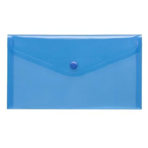 Dokumententasche DIN lang mit Druckknopf blau-transparent PP FolderSys 40913 (PACK=10 STÜCK) Produktbild Front View L