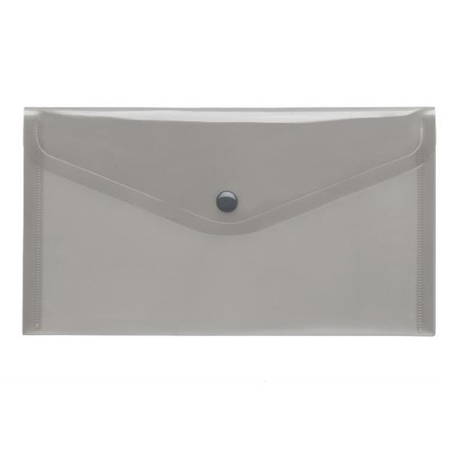 Dokumententasche DIN lang mit Druckknopf rauch-transparent PP FolderSys 40913 (PACK=10 STÜCK) Produktbild Front View L