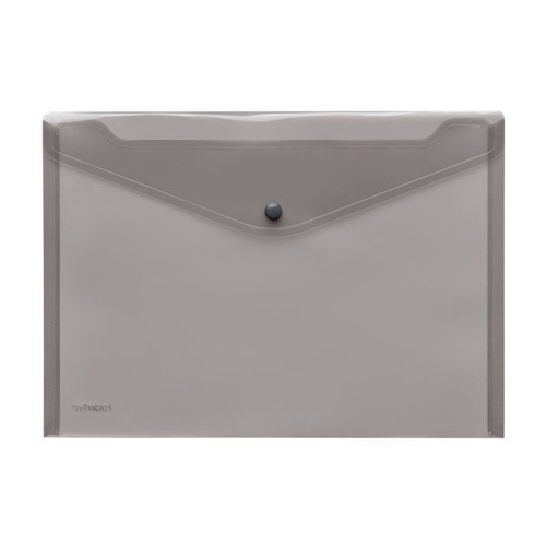 Dokumententasche A4 mit Druckknopf rauch-transparent PP FolderSys 40111-24 (PACK=10 STÜCK) Produktbild Front View L