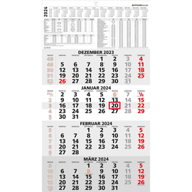 Viermonatskalender 2024 33x59cm hellgrau/weiß Zettler 959-0011 Produktbild