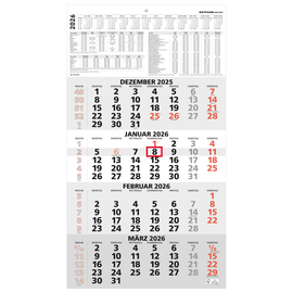 Viermonatskalender 2026 33x59cm hellgrau/weiß Zettler 959-0011 Produktbild