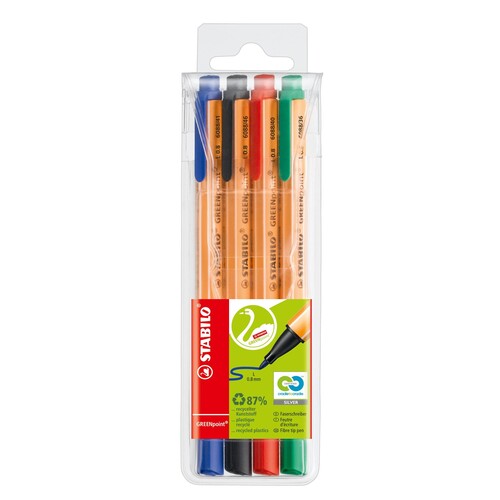 Fasermaler Greenpoint 6088 Etui 0,8mm Rundspitze sortiert Stabilo 6088/4 (PACK=4 STÜCK) Produktbild