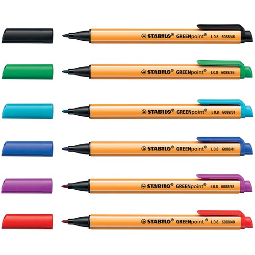 Fasermaler Greenpoint 6088 Etui 0,8mm Rundspitze sortiert Stabilo 6088/6 (PACK=6 STÜCK) Produktbild Additional View 4 L