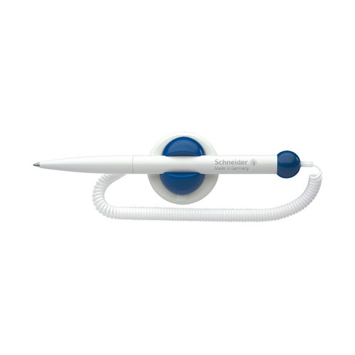 Kugelschreiber Klick-Fix mit Teleschnur blau/weiß selbstklebend Schneider 4120 Produktbild Front View L