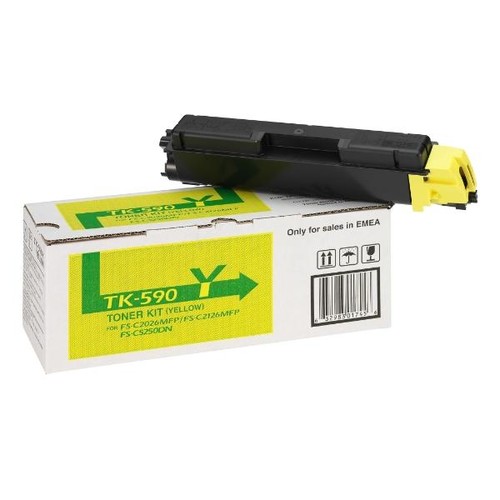 Toner TK-590Y für FS-C2026/2126/2526MFP 5000Seiten yellow Kyocera 1T02KVANL0 Produktbild Front View L