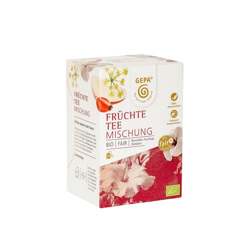 Bio Früchtetee GEPA 8880991 (PACK=20 BEUTEL) Produktbild Front View L