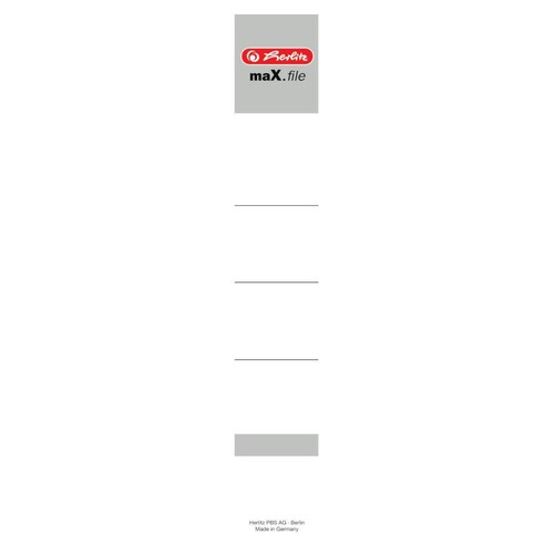 Rückenschilder für Handbeschriftung 30x190mm kurz schmal weiß zum Stecken Herlitz 300011503 (PACK=10 STÜCK) Produktbild Front View L
