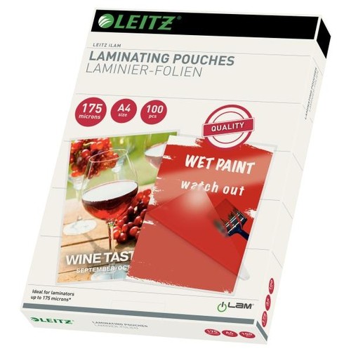 Laminierfolien A4 216x303mm 175µ glänzend Leitz 16933 (PACK=100 STÜCK) Produktbild Additional View 1 L