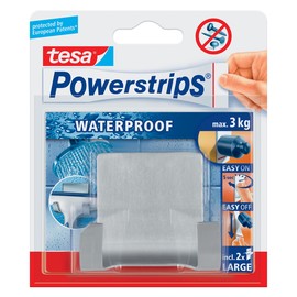 Powerstrips Duo-Haken Waterproof bis 3kg Haftkraft metall Tesa 59710-00000-03 Produktbild