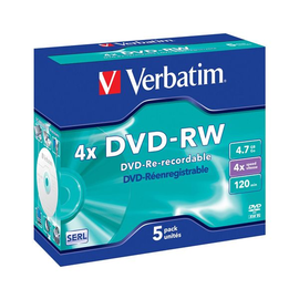 DVD-RW 4fach Jewel Case 4,7 GB/120Min Verbatim 43285 (PACK=5 STÜCK) Produktbild