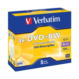 DVD+RW 4fach Jewel Case 4,7GB/120Min. Verbatim 43229 (PACK=5 STÜCK) Produktbild