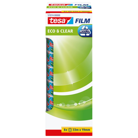 Klebefilm Eco & Clear 19mm x 33m transparent klar Tesa 57074-00000-00 (PACK=8 ROLLEN) Produktbild