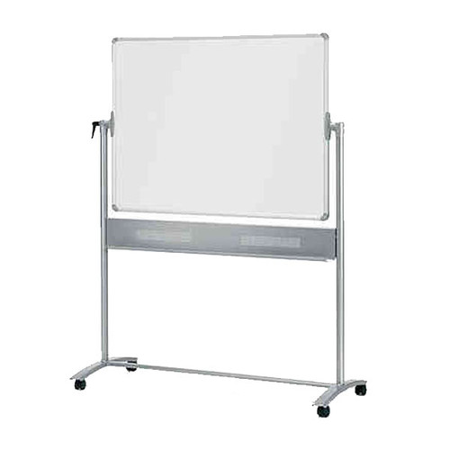 Mobile Stativ-Drehtafel 120x90cm grauer Filz + weiß lackiert Nobo 1901043 Produktbild Front View L