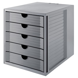 Schubladenbox Öko 5 Schübe 275x320x330mm Gehäuse grau Schübe grau Kunststoff HAN 14508-18 Produktbild