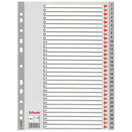 Register A4 225x297mm Zahlen 1-31 grau Plastik Esselte 100108 Produktbild