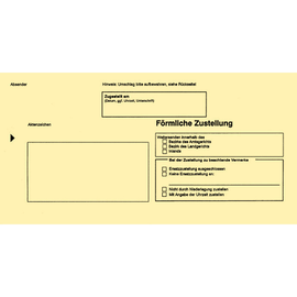 Postzustellungsbriefumschlag o. Fenster für innen DL 110x220mm gelb Rec. RNK 2045/100 (PACK=100 STÜCK) Produktbild