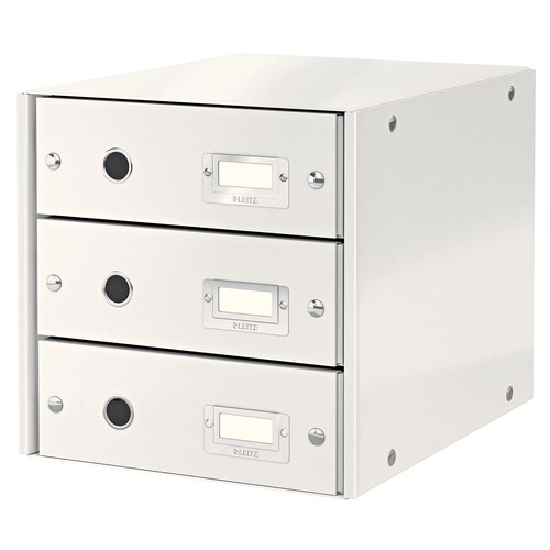 Schubladenbox Click&Store 3 Schübe 290x283x360mm weiß Hartpappe Leitz 6048-00-01 Produktbild Front View L