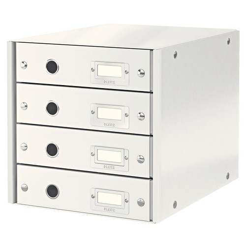 Schubladenbox Click&Store 4 Schübe 290x283x360mm weiß Hartpappe Leitz 6049-00-01 Produktbild Front View L