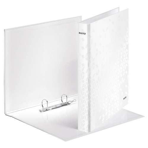 Ringbuch WOW A4 Überbreite 2Ringe Ringe-Ø25mm bis 250Blatt perlweiß Graupappe Leitz 4241-00-01 Produktbild Front View L