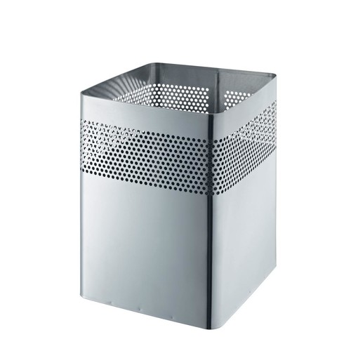 Papierkorb eckig mit Lochdekor 240x240x325mm 18l edelstahl Helit H2515900 Produktbild Front View L