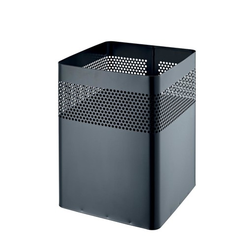 Papierkorb eckig mit Lochdekor 240x240x325mm 18l schwarz Helit H2515995 Produktbild Front View L