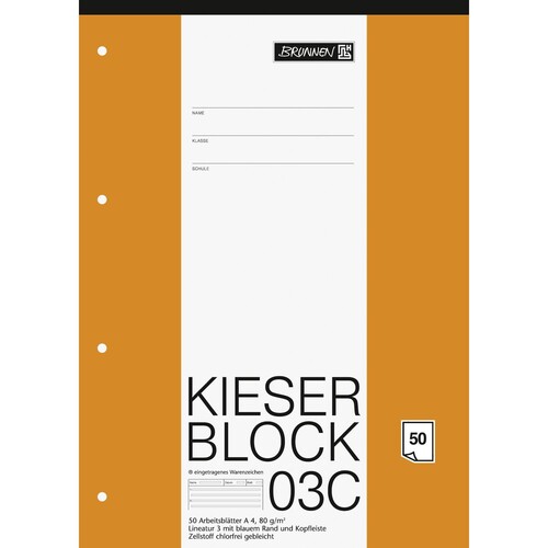 Arbeitsblock Original Kieser A4 Lin.3 50Blatt 80g holzfrei weiß 10-42923 Produktbild Additional View 1 L