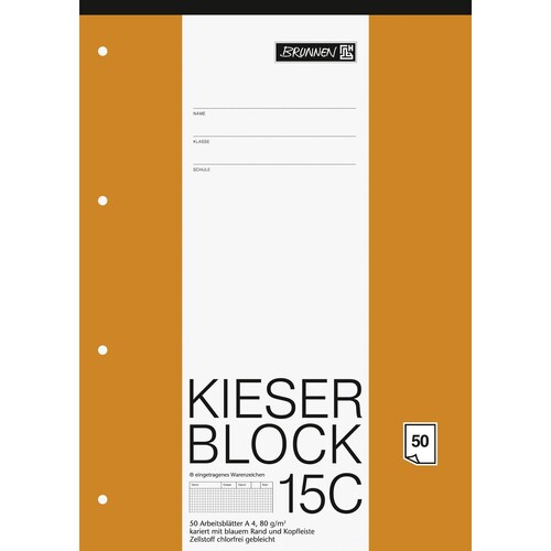 Arbeitsblock Original Kieser A4 kariert 50Blatt 80g holzfrei weiß 10-42925 Produktbild Additional View 1 L