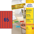 Etiketten Inkjet+Laser+Kopier 38,1x21,2mm auf A4 Bögen rot wiederablösbar Zweckform L4790-20 (PACK=1300 STÜCK) Produktbild
