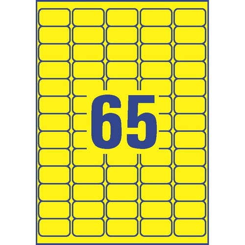 Etiketten Inkjet+Laser+Kopier 38,1x21,2mm auf A4 Bögen gelb wiederablösbar Zweckform L4793-20 (PACK=1300 STÜCK) Produktbild Additional View 1 L